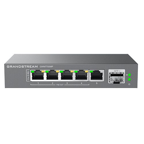 Grandstream GWN7700MP 5-Port Unmanaged 2.5G Multi-Gigabit Network PoE Switch,1 SFP+ Fiber Port