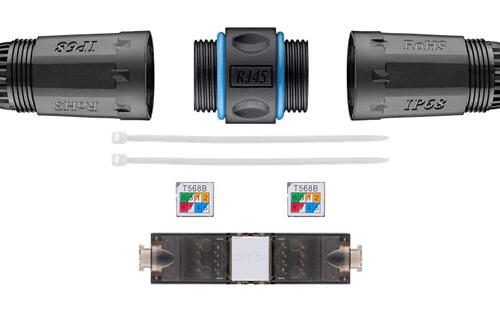 GOOBAY αδιάβροχος σύνδεσμος RJ45 Cat 6A 44416, IP68, μαύρο