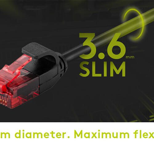 GOOBAY καλώδιο δικτύου 93713, CAT 6 U/UTP, slim, copper, 0.5m, μαύρο