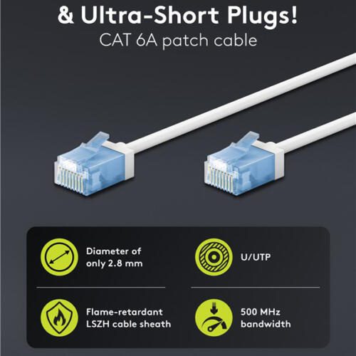 GOOBAY καλώδιο δικτύου 74286, CAT 6A U/UTP, ultra slim, copper, 500MHz, 1m, λευκό