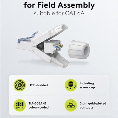 GOOBAY βύσμα RJ45 65941, CAT 6A UTP, tool-free, λευκό